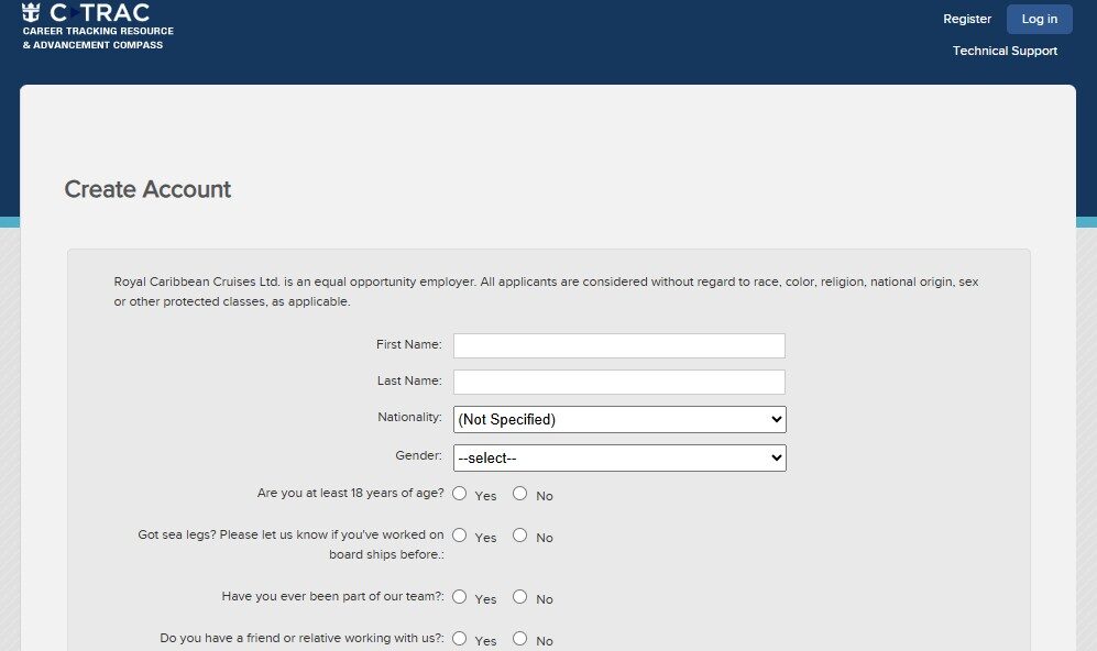 Royal Caribbean Lifeguard Application Process — C-TRAC Registration Guide 3 CTRAC Application