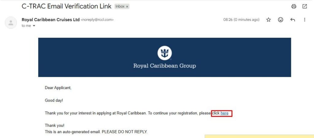 Royal Caribbean Lifeguard Application Process — C-TRAC Registration Guide 2 RCL Email